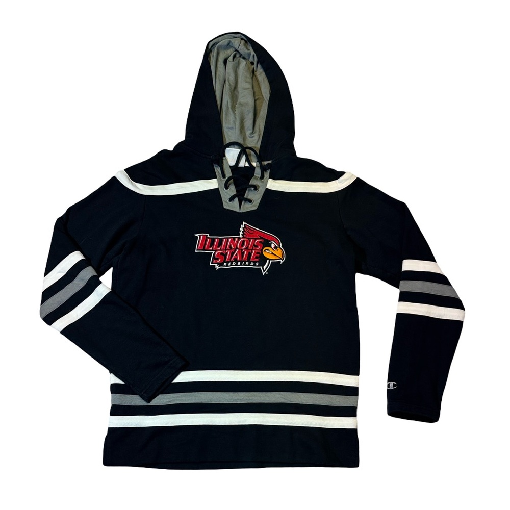 Champion mens M Medium black Illinois Stare Redbirds hockey hoodie EUC